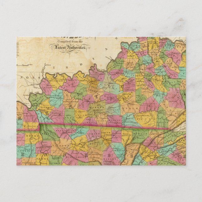 Postale Carte du Kentucky et du Tennessee (Devant)