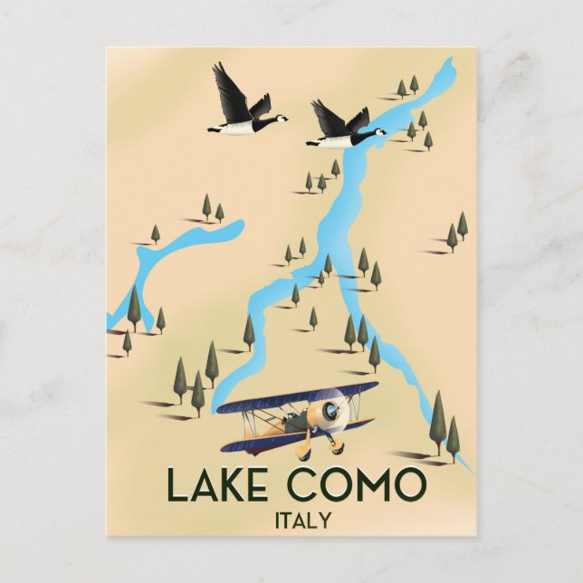Postale Carte du lac de Côme Italie poster de voyage (Devant)