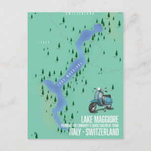 Postale Carte du lac Majeur Italie - Suisse