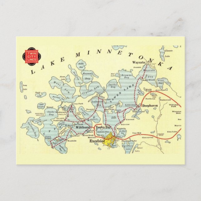 Postale Carte du lac Minnetonka (Devant)