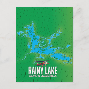 Postale Carte du lac Rainy d'Amérique du Nord