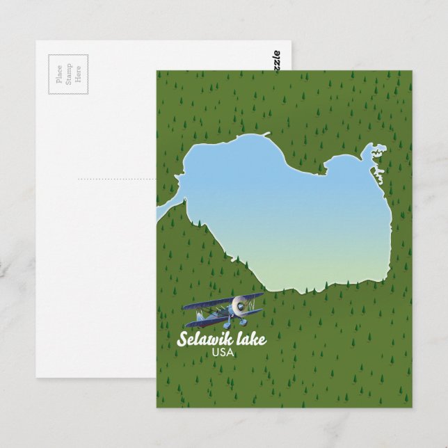 Postale Carte du lac Selawik Alaska (Devant / Derrière)
