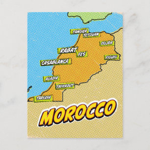 Postale Carte du Maroc illustrée dans le style Pop Art
