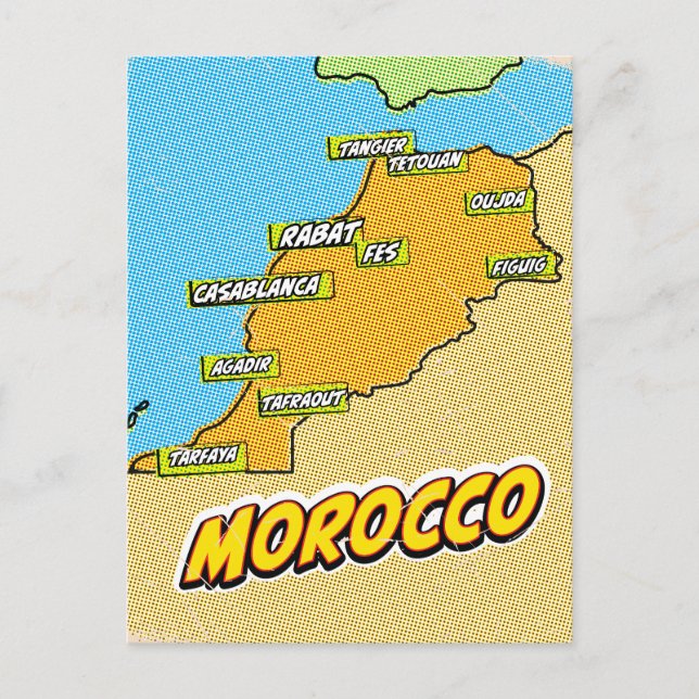 Postale Carte du Maroc illustrée par Pop Art (Devant)