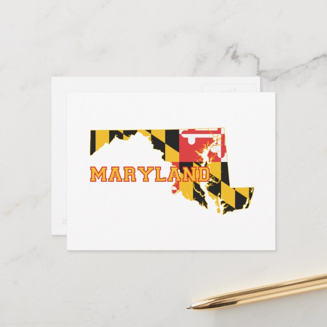 Postale Carte du Maryland Formé État Nom du drapeau Maryla (Devant/Arrière en situation)