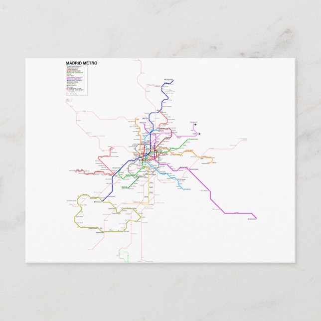 Postale Carte du métro Espagne-Madrid (Devant)