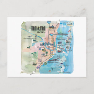 Postale Carte du métro Miami Florida