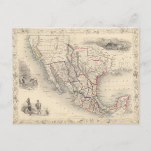 Postale Carte du Mexique, de la Californie et du Texas