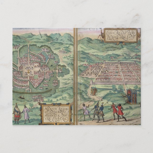 Postale Carte du Mexique et Cuzco, de 'Civitates Orbis Ter (Devant)