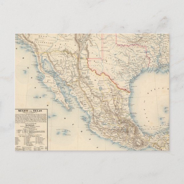 Postale Carte du Mexique et du Texas (Devant)