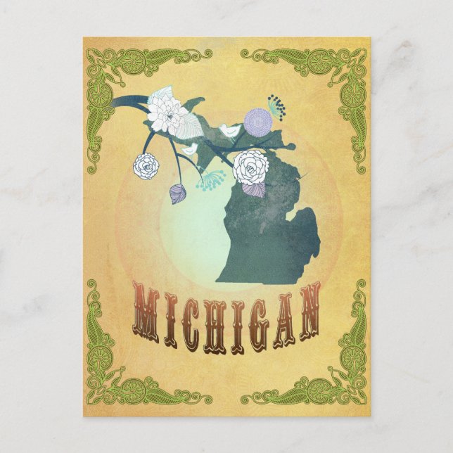 Postale Carte Du Michigan Avec De Beaux Oiseaux (Devant)