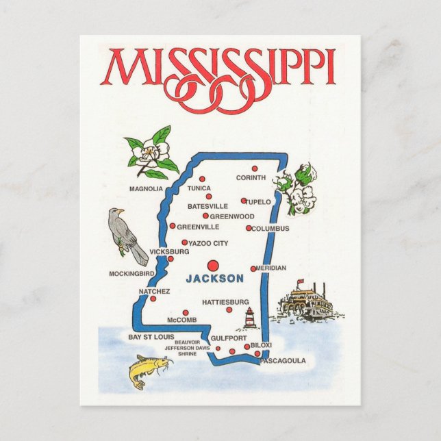 Postale Carte du Mississippi  (Devant)