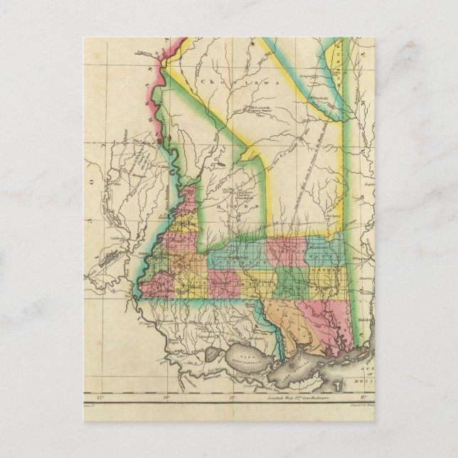 Postale Carte Du Mississippi (Devant)