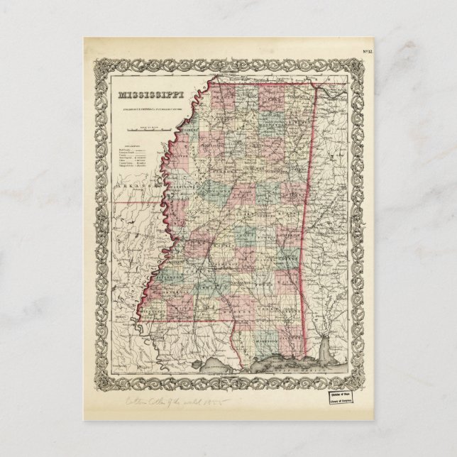 Postale Carte du Mississippi (1855) (Devant)