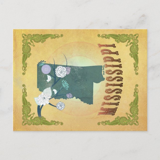 Postale Carte du Mississippi avec de beaux oiseaux (Devant)