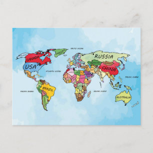Postale Carte du monde