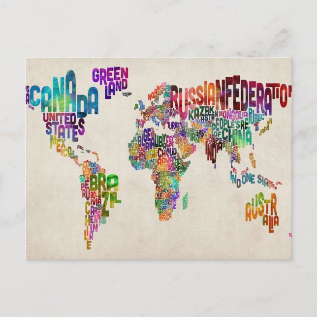 Postale Carte du monde (Devant)