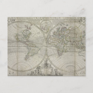 Postale Carte du monde 1736