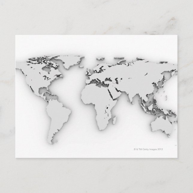 Postale Carte du monde 3D, image générée par ordinateur (Devant)