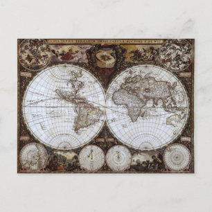 Postale Carte du monde antique