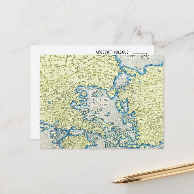 Postale Carte du monde antique Aegaeum Pelagus (Devant/Arrière en situation)