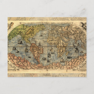 Postale Carte du monde antique de Forlani 1565 Cartographi