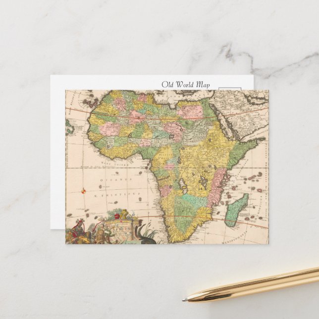 Postale Carte du monde antique de l'Afrique (Devant/Arrière en situation)