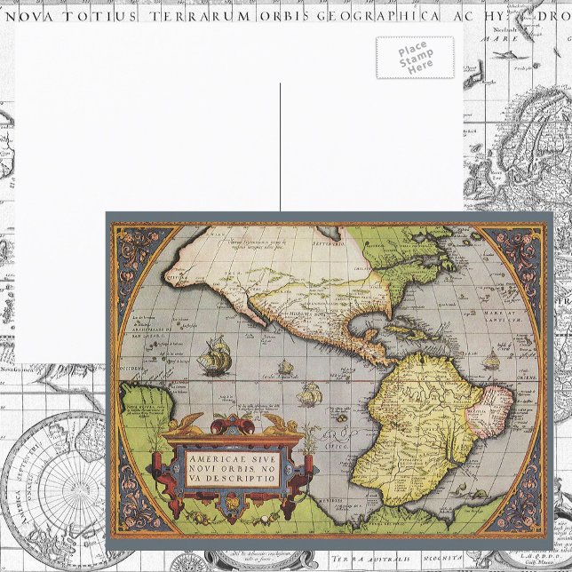Postale Carte du monde antique des Amériques, 1570 (Créateur téléchargé)