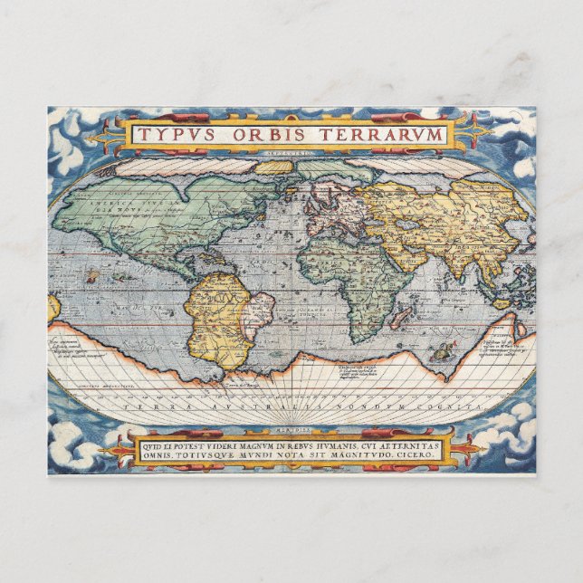 Postale Carte du monde antique du XVIe siècle (Devant)