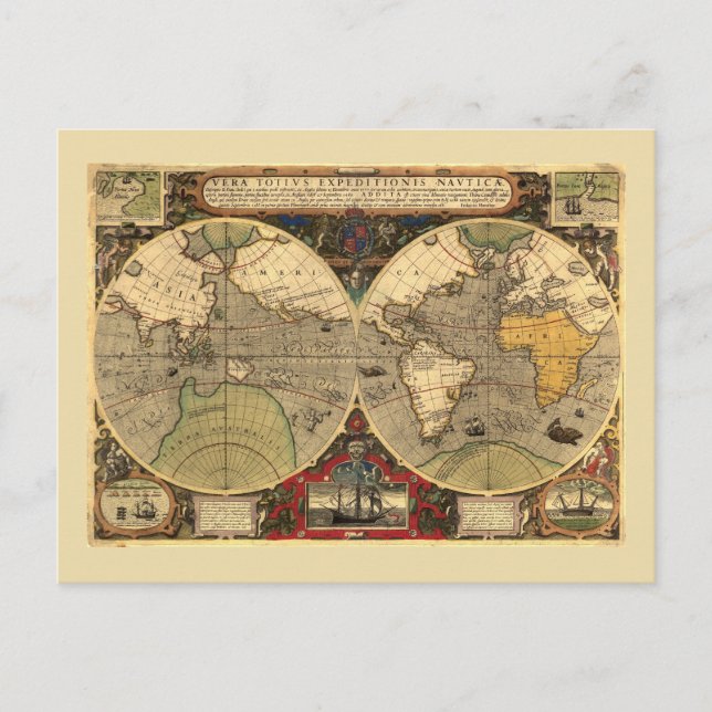 Postale Carte du monde antique nautique (Devant)