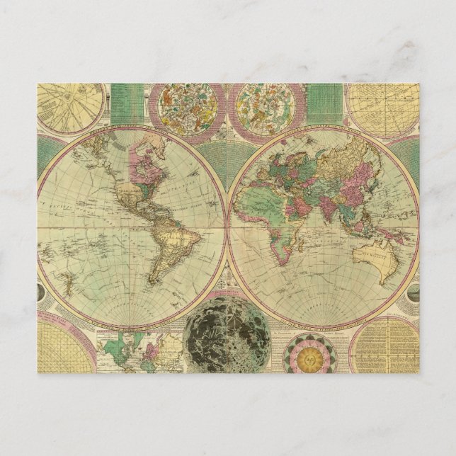 Postale Carte du monde antique par Carington Bowles, vers  (Devant)