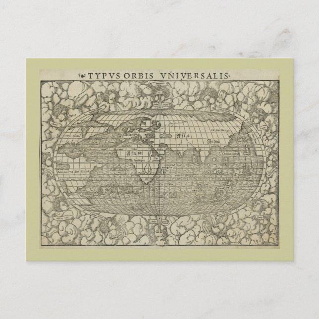 Postale Carte du monde antique par Sebastian Münster vers  (Devant)