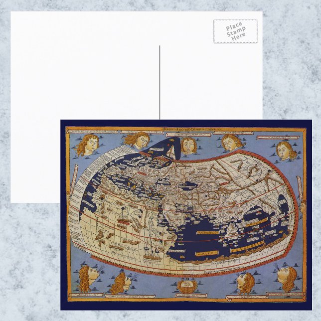 Postale Carte du monde antique Ptolémée, Johannes d'Arnshe (Créateur téléchargé)