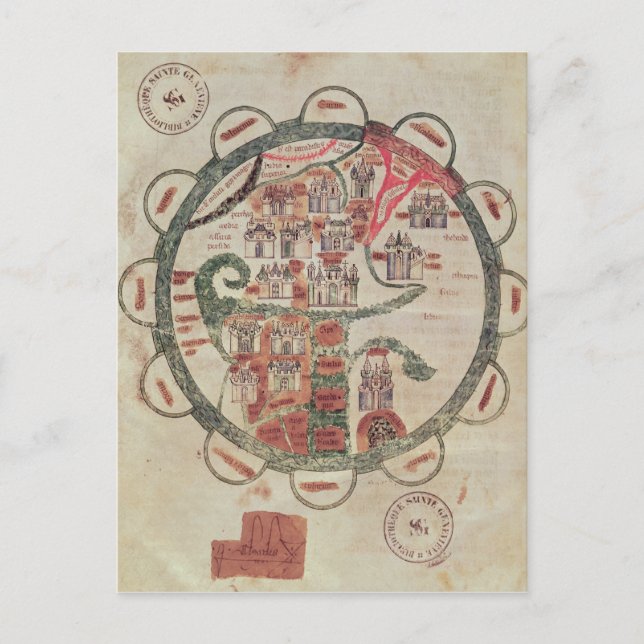 Postale Carte du monde avec Jérusalem au centre (Devant)