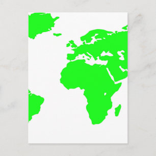 Postale Carte du monde blanc vert