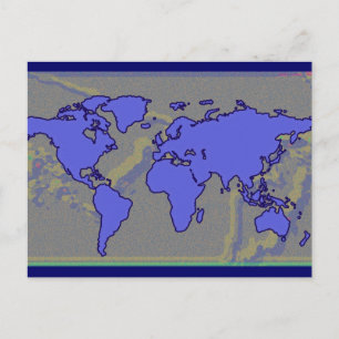 Postale carte du monde bleu