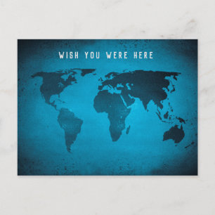 Postale Carte du monde bleu amusant