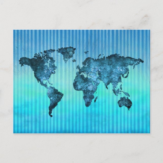 Postale Carte du monde | Bleu néon (Devant)