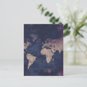 Postale Carte du monde céleste violette vintage (5)