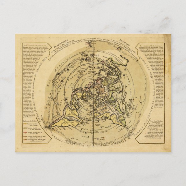 Postale Carte du monde centrée sur le pôle Nord (1756) (Devant)