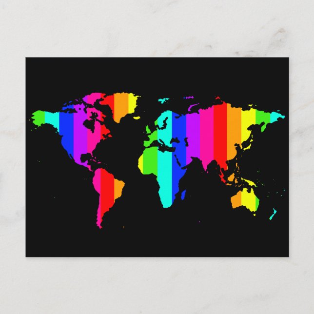 Postale Carte du monde colorée (Devant)