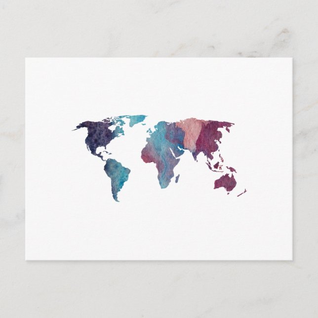 Postale Carte du monde colorée Silhouette (Devant)