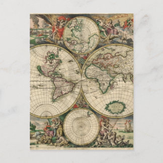 Postale Carte du monde de 1689