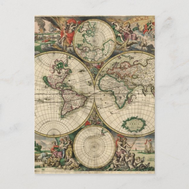 Postale Carte du monde de 1689 (Devant)