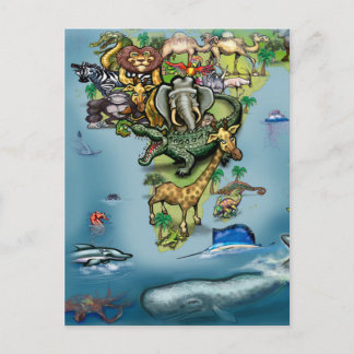 Postale Carte du monde de l'Afrique de l'Océanie