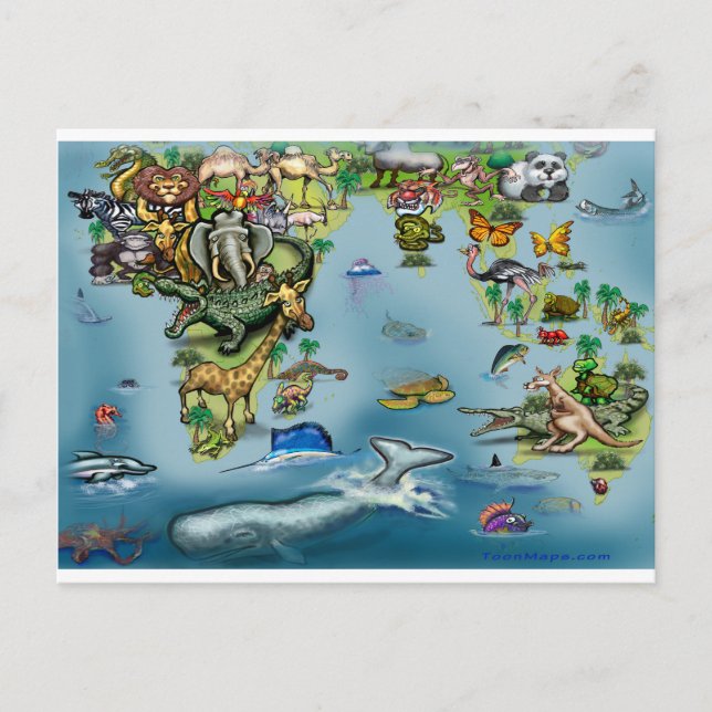 Postale Carte du monde de l'Afrique de l'Océanie (Devant)