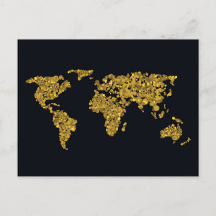 Postale Carte du monde des points d'or