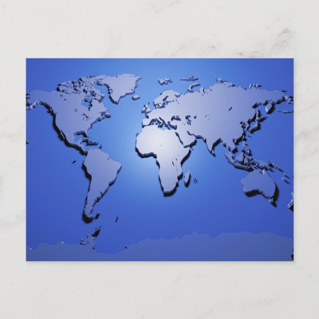 Postale Carte du monde en bleu (Devant)