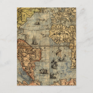 Postale Carte du monde Forlani Antiquev 1565 Renaissance