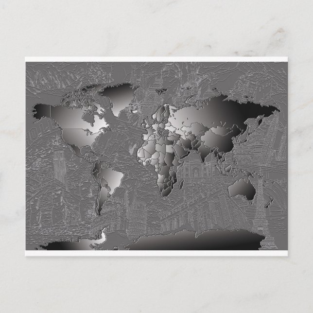 Postale carte du monde galaxie noir et blanc 5 (Devant)